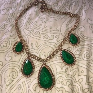 Green and gold statement necklace